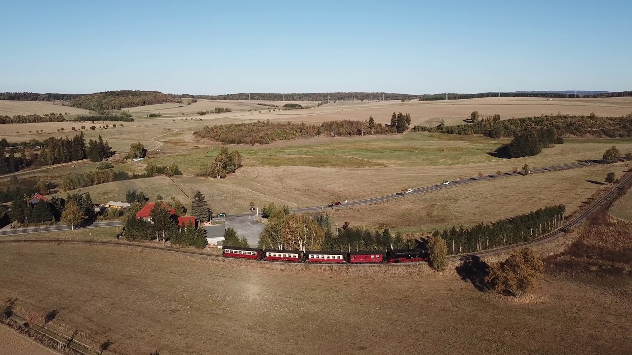 Luftaufnahme | Dampfzug bei Hasselfelde