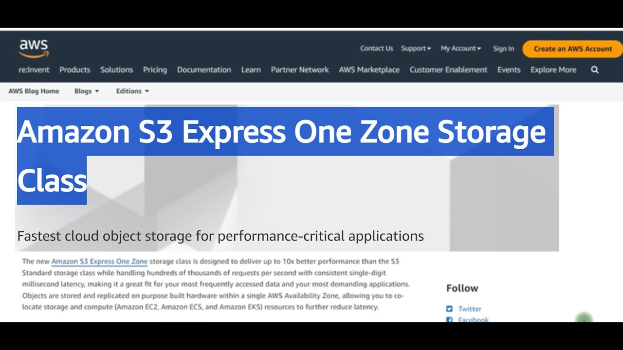 Amazon S3 Express One Zone Storage Class #awss3 #aws #nocodefarm