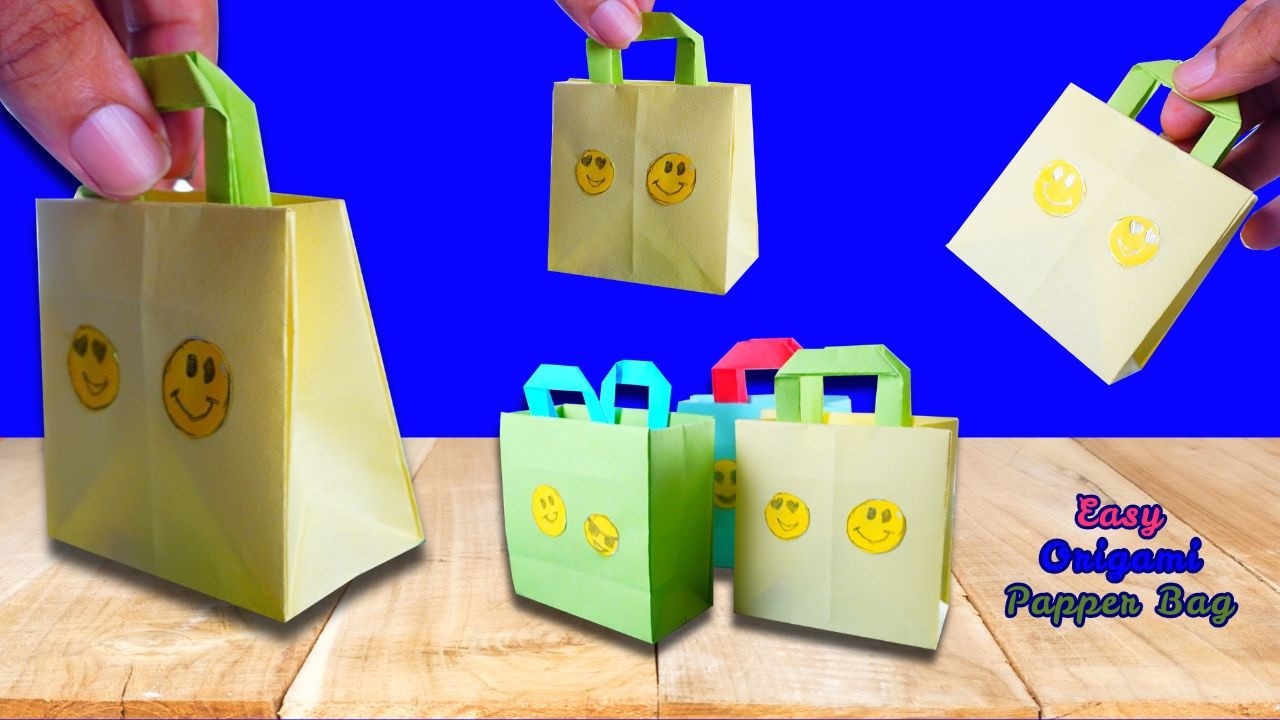 How to Make Origami Cute Shopping Bag 🛍️ | Easy Paper Mini Bag Step by Step #origami #papercraft