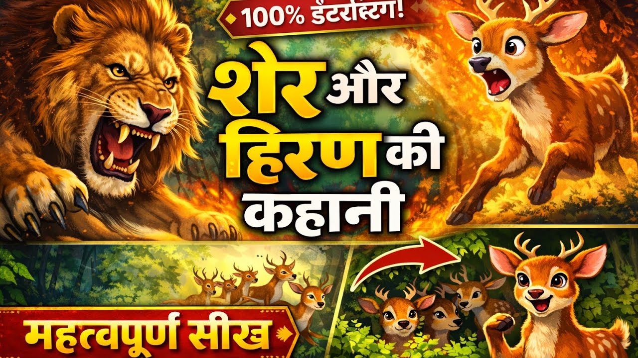 सोए हुए शेर पर रख दिया पैर! 😱 फिर क्या हुआ? | Sher Aur Hiran Ki Hindi kahani |   