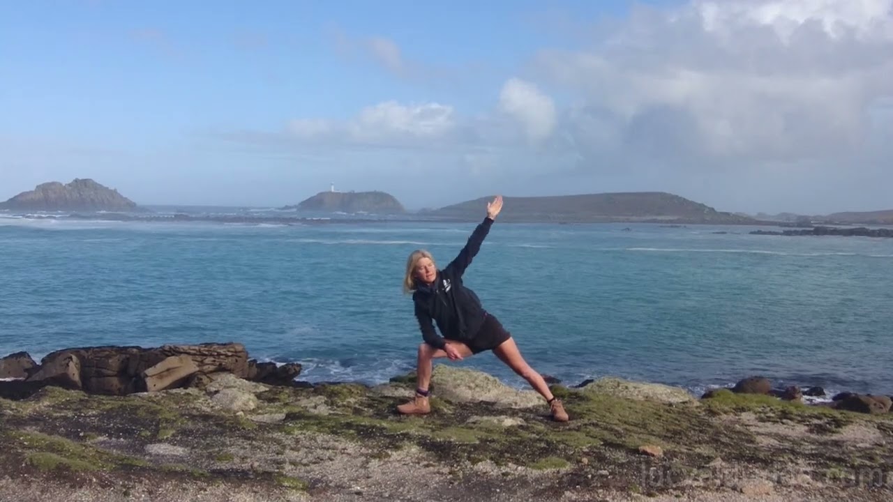 Iyengar Yoga with Lucy, Standing poses (a half hour practice)  filmed on Tresco, Isles of Scilly.