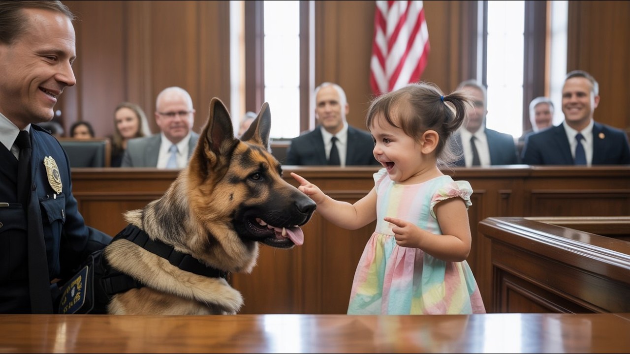 3 Year Old Girl Points at Police Dog in Courtroom, Says Two Words — The Moment No One Expected