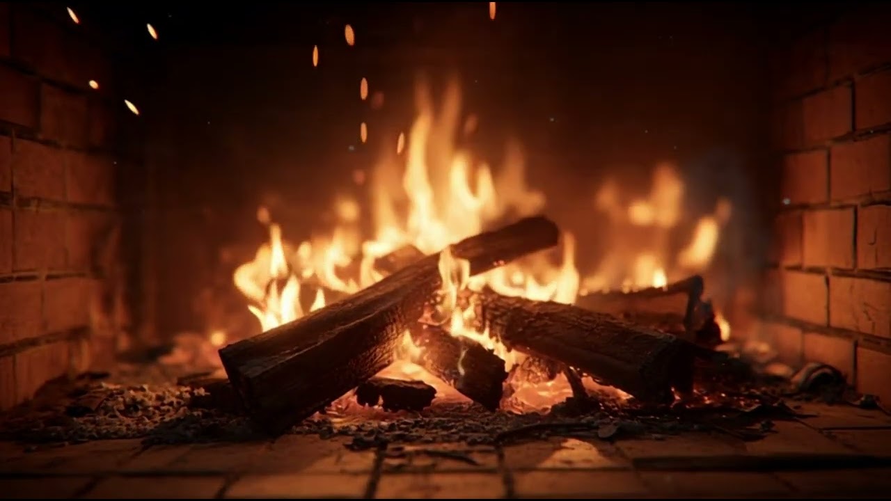 Cozy fireplace 4K. Relaxing Fire Sounds. Sleep, Study, Relax