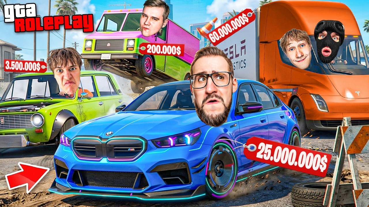 25 РАНДОМНЫХ МАШИНЫ vs 5 ГОНОК vs СЛУЧАЙНЫЙ БЮДЖЕТ! ЭТО ЧИТЫ! КАК ОН ЭТО СДЕЛАЛ? (GTA 5 RP)