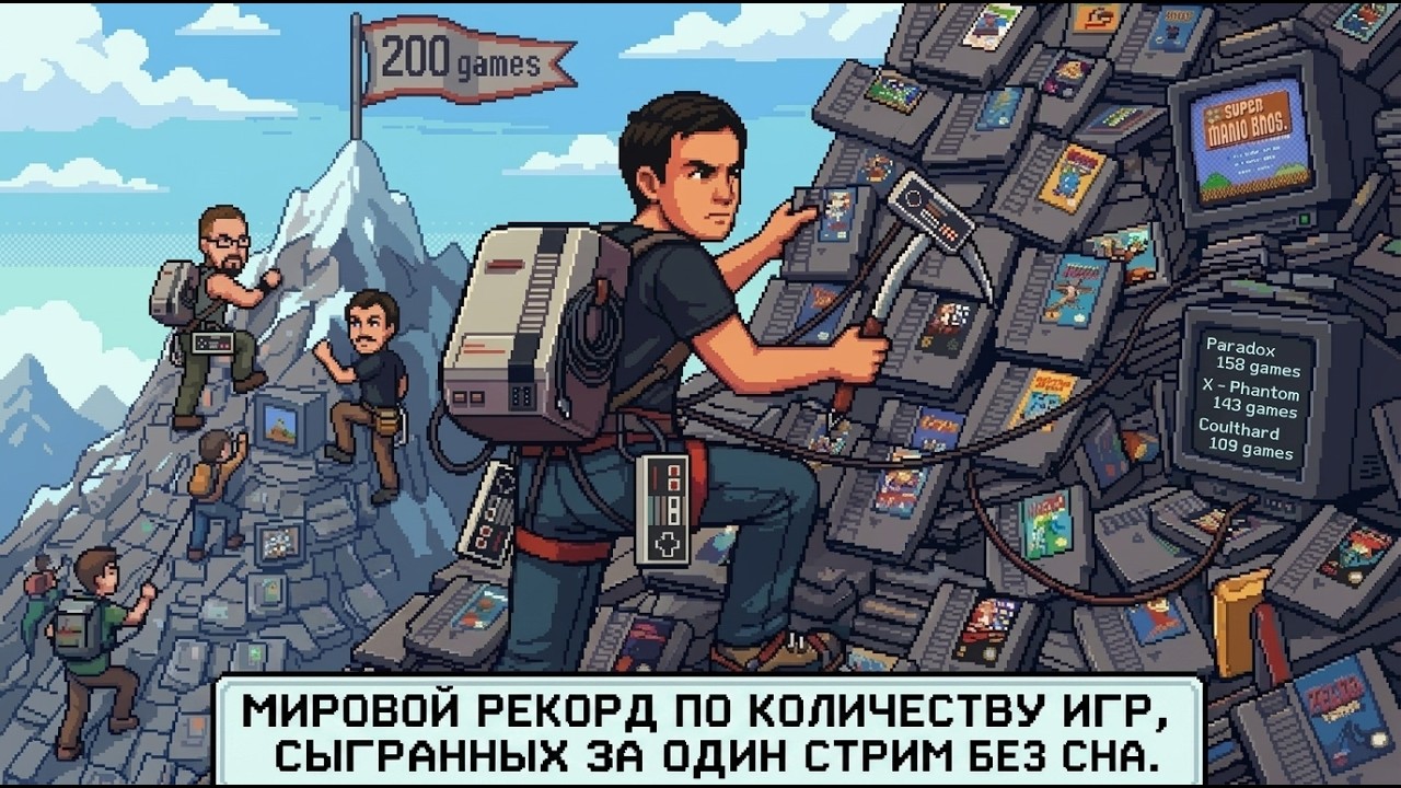Мировой рекорд по количеству игр за один стрим без сна! - Часть 4