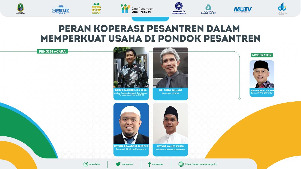 Webinar Peran Koperasi Pesantren dalam Memperkuat Usaha di Pondok Pesantren - OPOP Jabar 2021