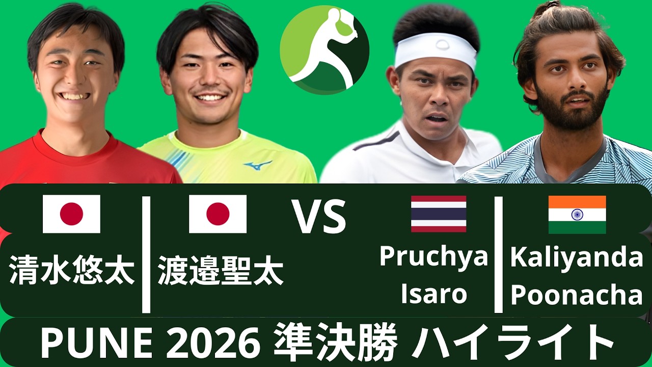 Yuta Shimizu 清水悠太 & Seita Watanabe 渡邉聖太 vs Pruchya Isaro & Niki Kaliyanda Poonacha - Pune 2026 ハイライト