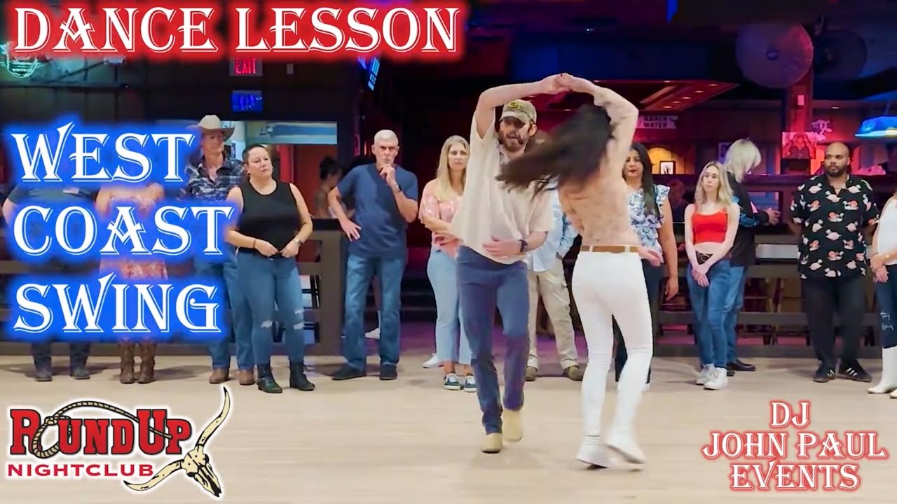 West Coast Swing - Double Inside Turn, Rock-n-go, Walk out - Lesson with JohnPaul & Dana at Round Up