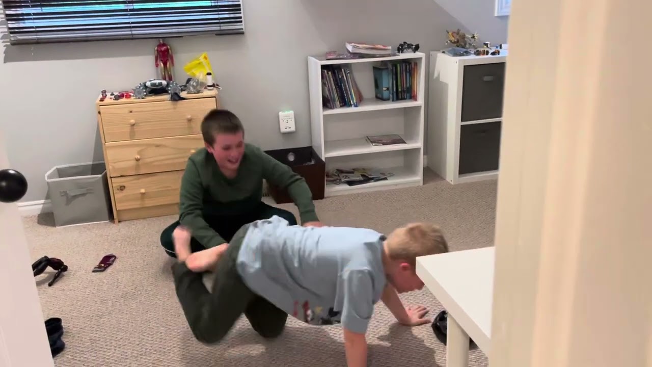 May 2025 - kids wrestling before baths 3