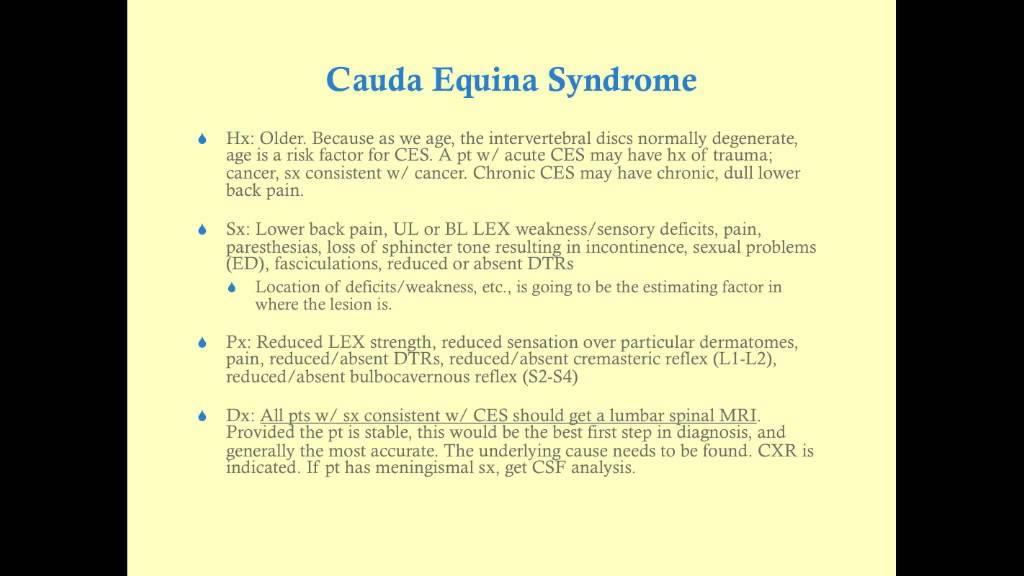 Cauda Equina Syndrome - CRASH! Medical Review Series