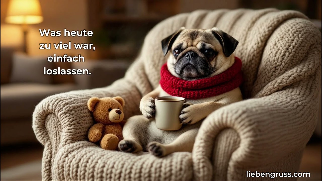 Guten Abend 🐶 Ein ruhiger Mops Tiergru&szlig; zum Tagesausklang