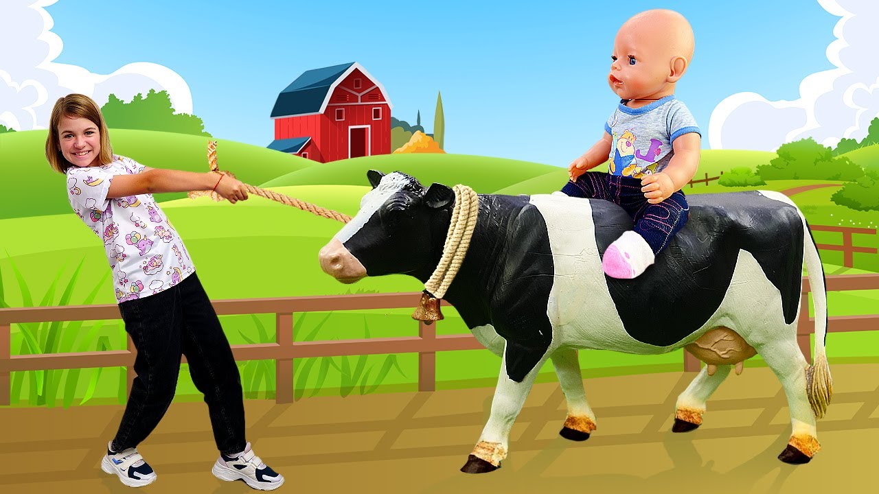 Игры с Беби Бон Эмили на ферме – корова заболела! Игрушки для девочек