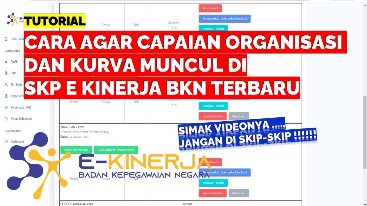 CARA AGAR CAPAIAN ORGANISASI DAN KURVA MUNCUL DI SKP E KINERJA BKN TERBARU