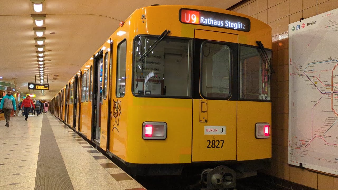 U-Bahn Berlin|Mitfahrt im braunen F87 auf der U9 von Osloer Straße bis Rathaus Steglitz