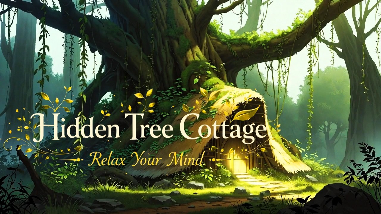 Relaxing Fantasy Piano & Flute Music for Sleep, Study & Focus 🌿 Hidden Tree Cottage Ambience