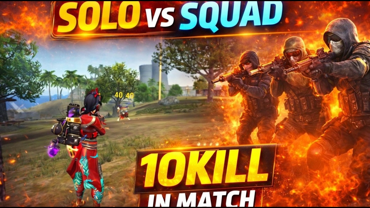 👹SOLO VS SQURD⚡10 kill👹|| FREE FAIR👹👹