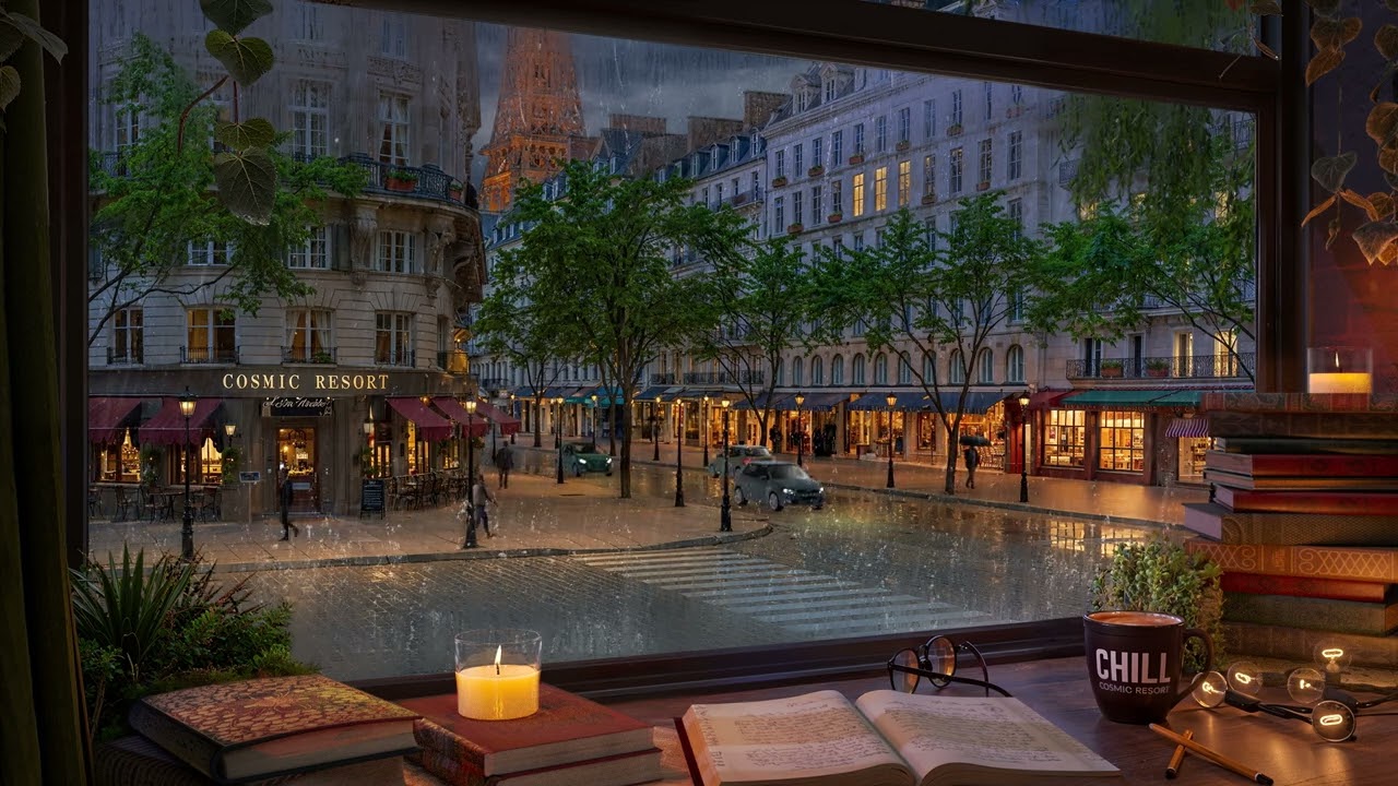 Paris Evening Ambience - Rain, Traffic & Distant Thunder Sounds for Focus, Study and Relaxation