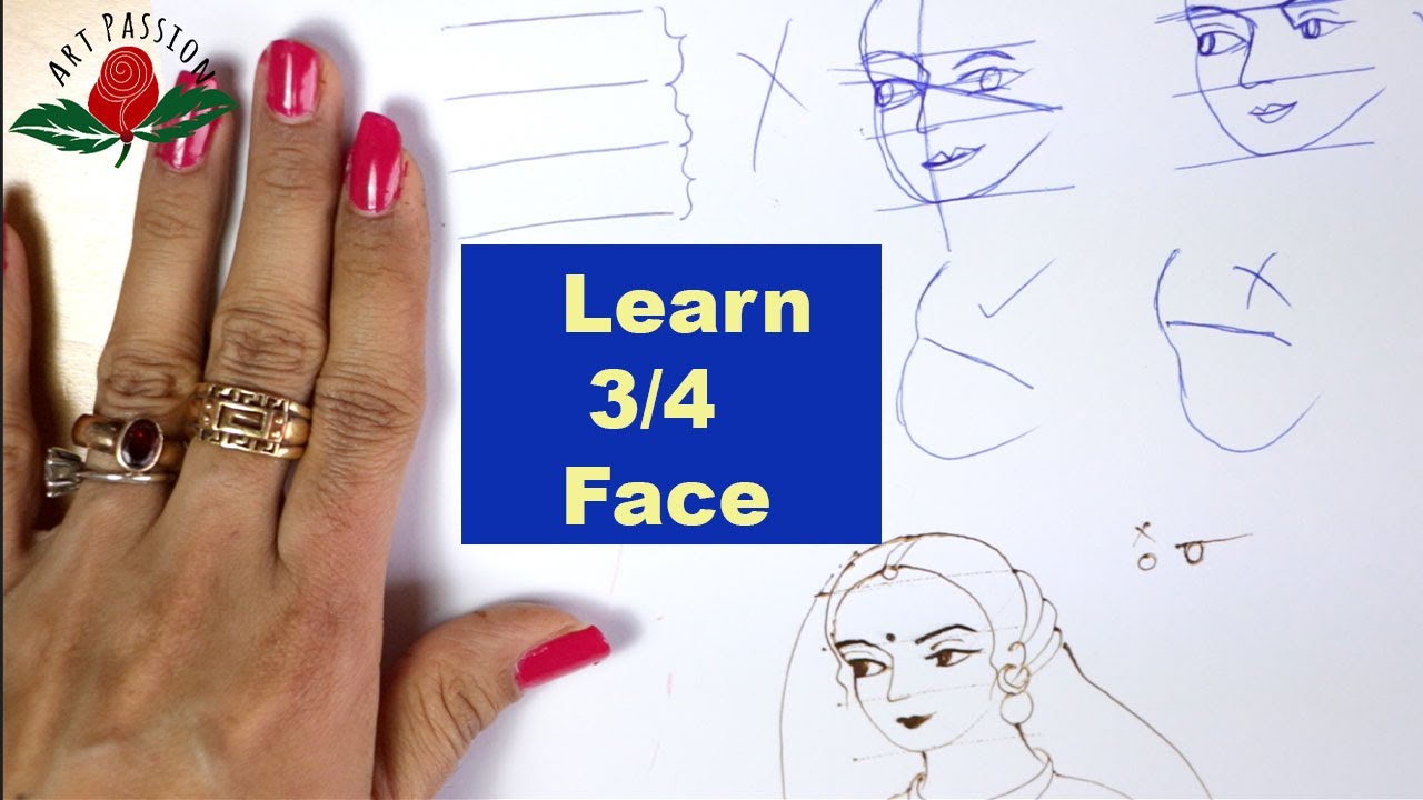 EASY technique for 3/4 (front) face in Bridal mehendi || My trick for beautiful bridal drawing