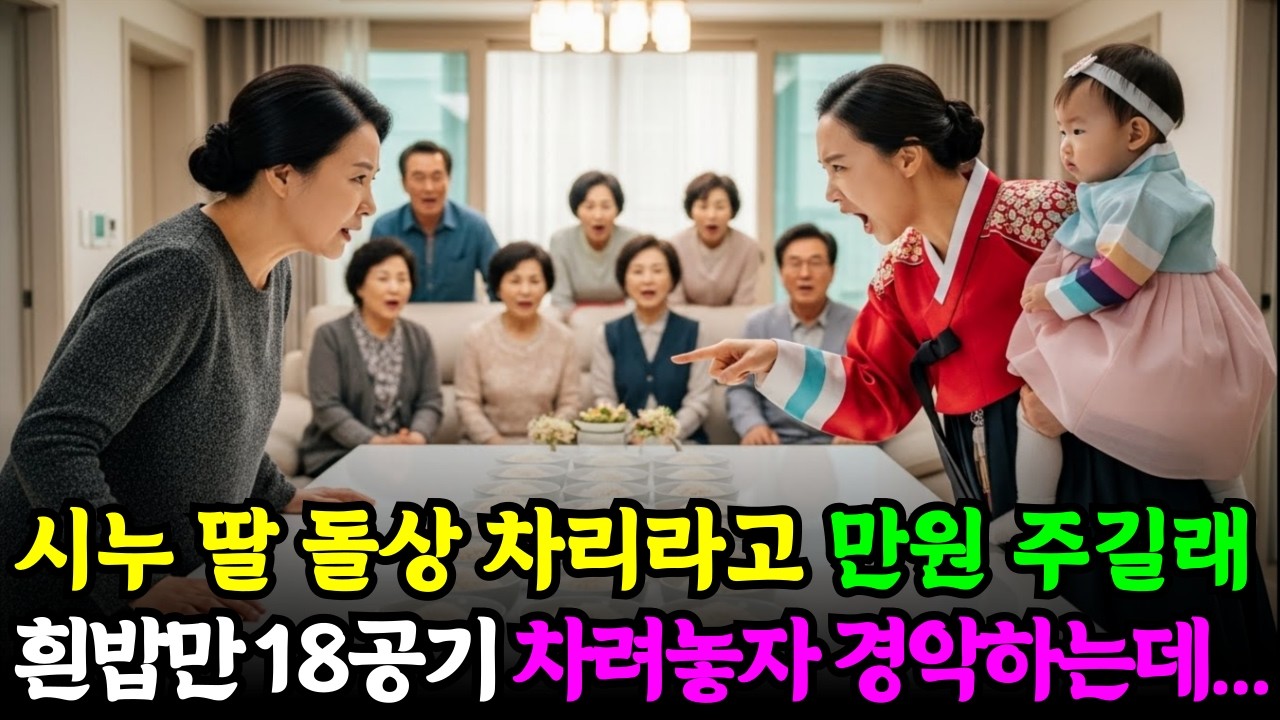 시누 딸 돌 상 차리라고 만 원 주길래, 흰 밥만 18그릇 차려 놓자 경악하는데...