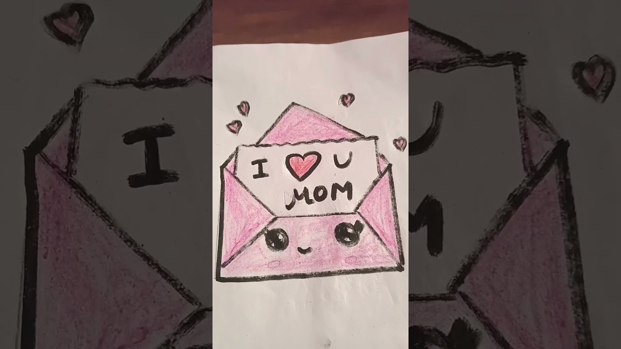 I love you mom card drawing it