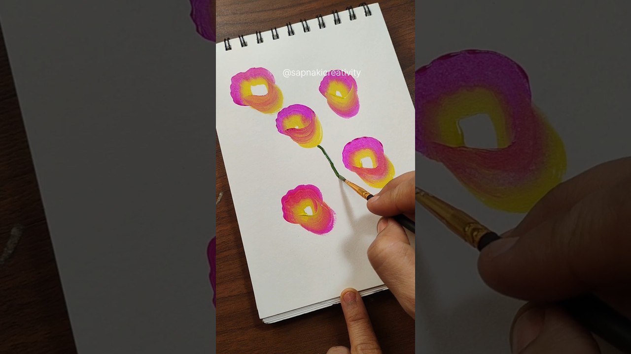 Easy one stroke beautiful flower #art #acrylic #shorts #viral #drawing