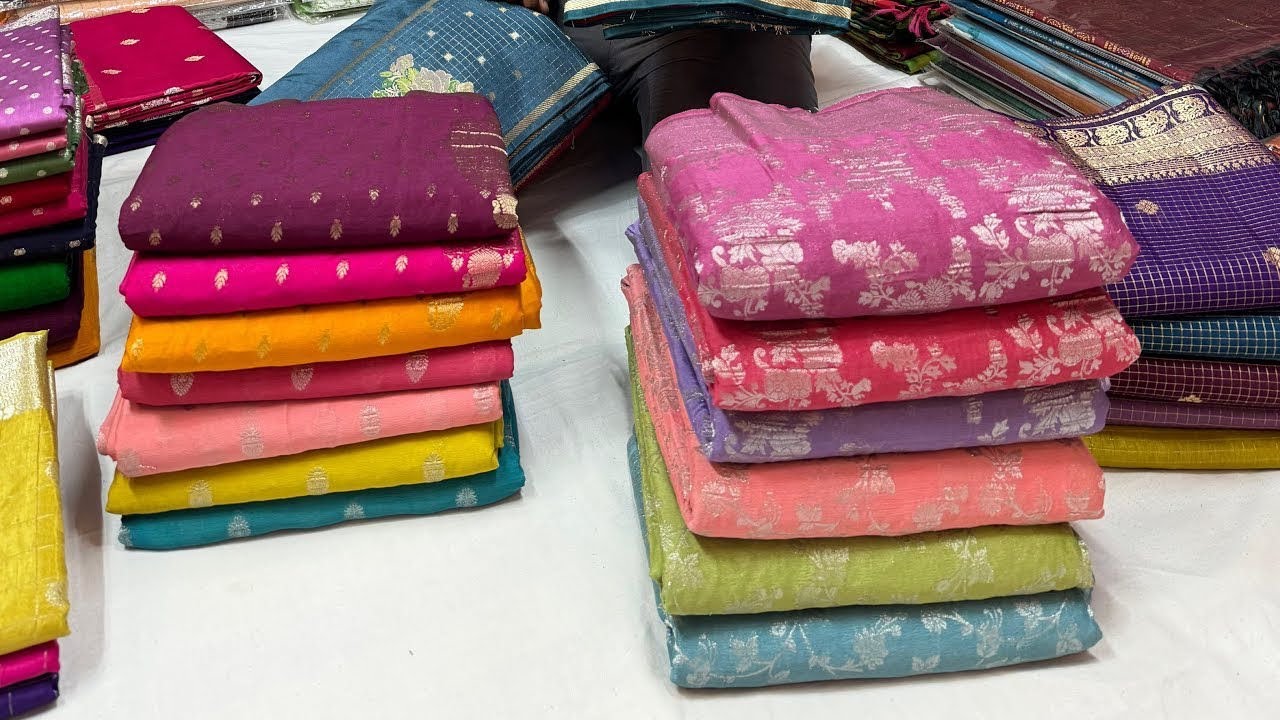 Banarasi Rasian Crape Tissue Georgette Saree Half Rate Single Courier Avl @AkhtarCreationvaranasi