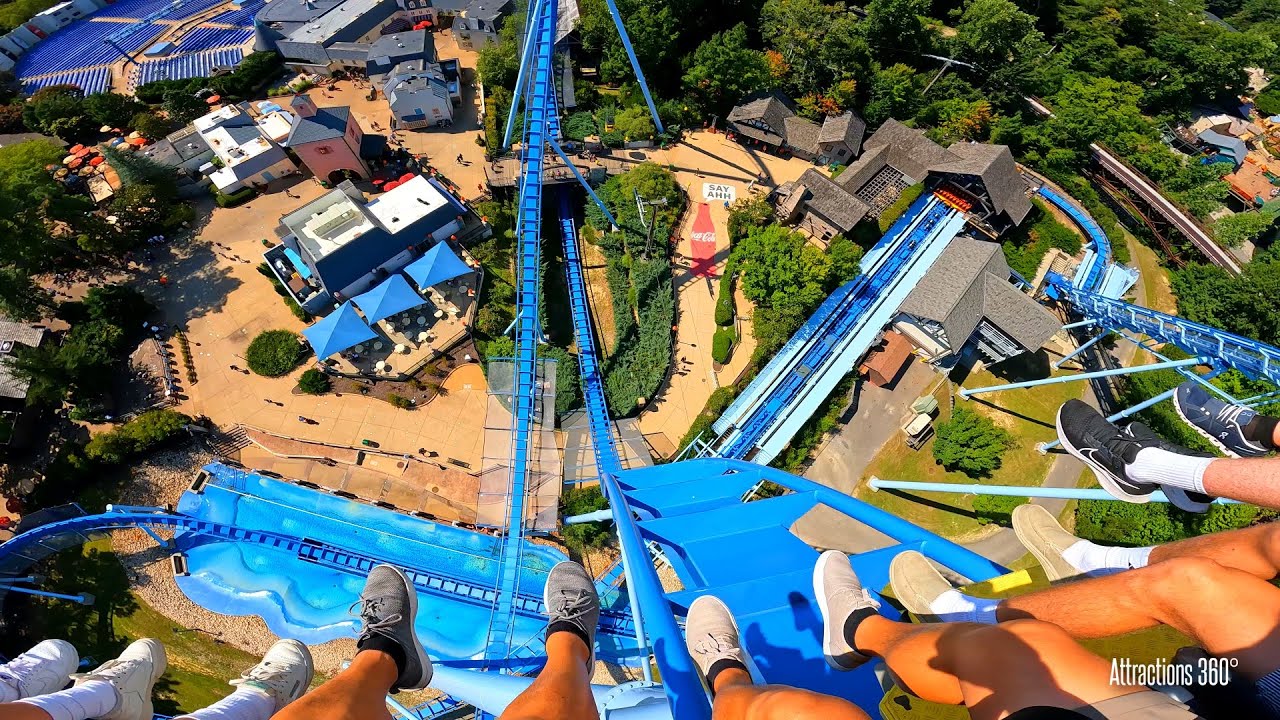 [4K] Floorless Dive Coaster | Griffon | Busch Gardens Williamsburg