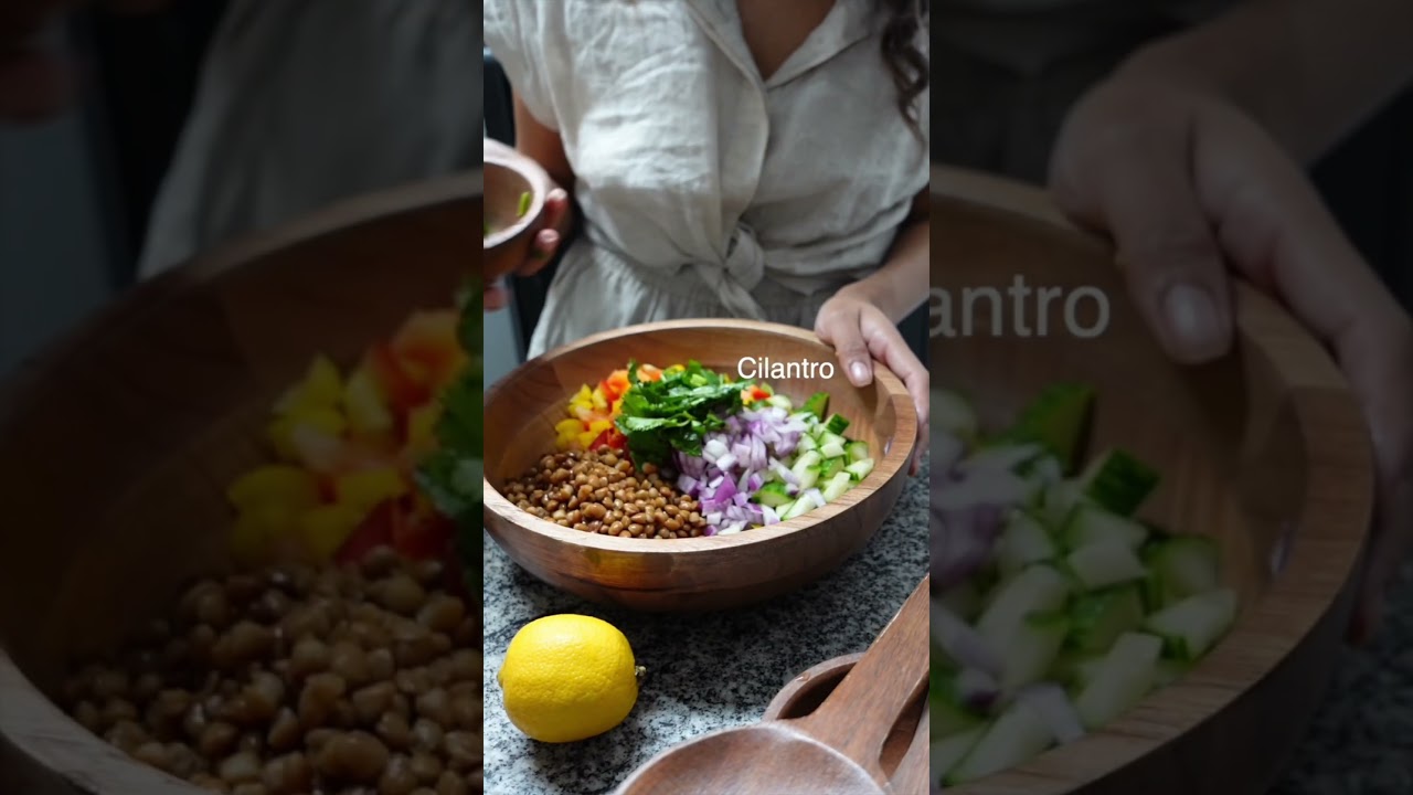 🫑🥒easy PLANT BASED Lentil Salad 🥗 #plantbased #vegan #healthyrecipes
