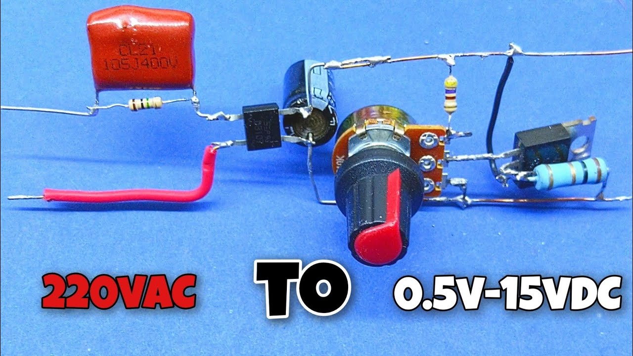 دائرة باورسبلاى بدون محول |  transformerless power supply 1-15v