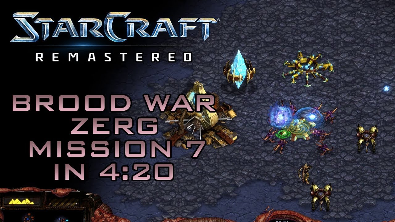 StarCraft Remastered Brood War Zerg Mission 7: Drawing of the Web (Speedrun / Walkthrough)