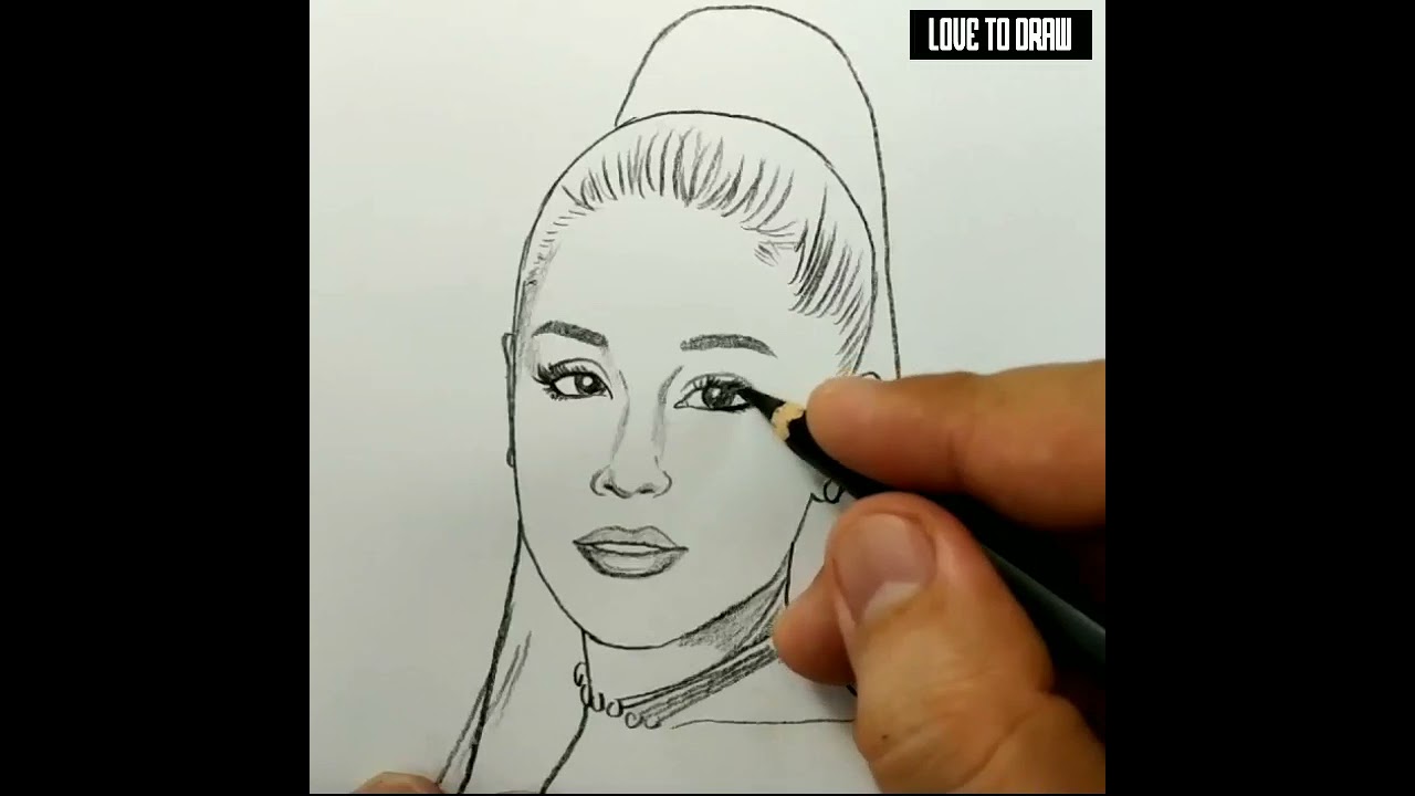 VERY EASY , how to draw ariana grande / learn drawing tutorial