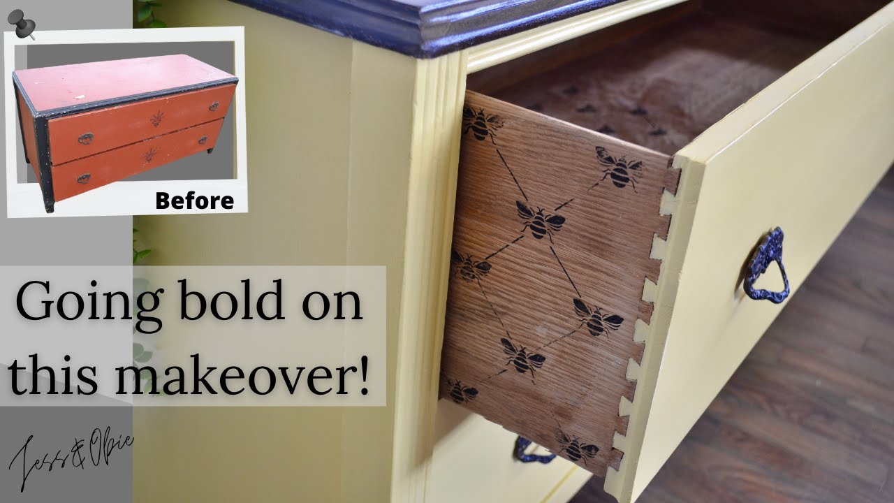 From Boring to BEEautiful! 🐝 Lowboy table makeover & restoration! Furniture flipping!
