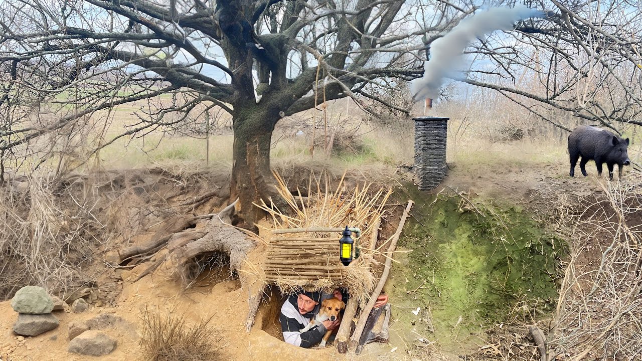 Building an Underground Shelter with a Cozy Survival Oven