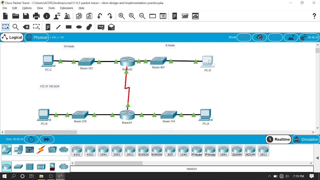 11.9.3 packet tracer   vlsm design and implementation practice