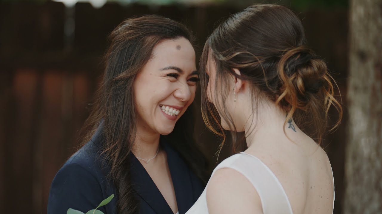 Romantic Same-Sex Couple Read their own Personalized Vows in Cathedral Park | Sony A7siii Wedding