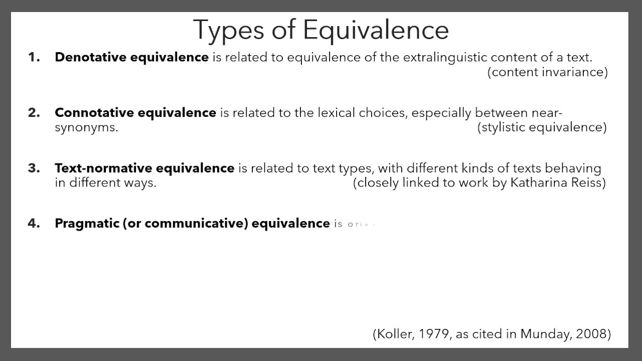 Translation Studies - Equivalence (Werner Koller)