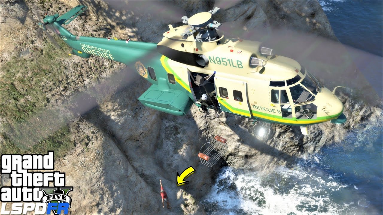 Risky Cliff Rescue With Biggest Sheriff Helicopter in GTA 5