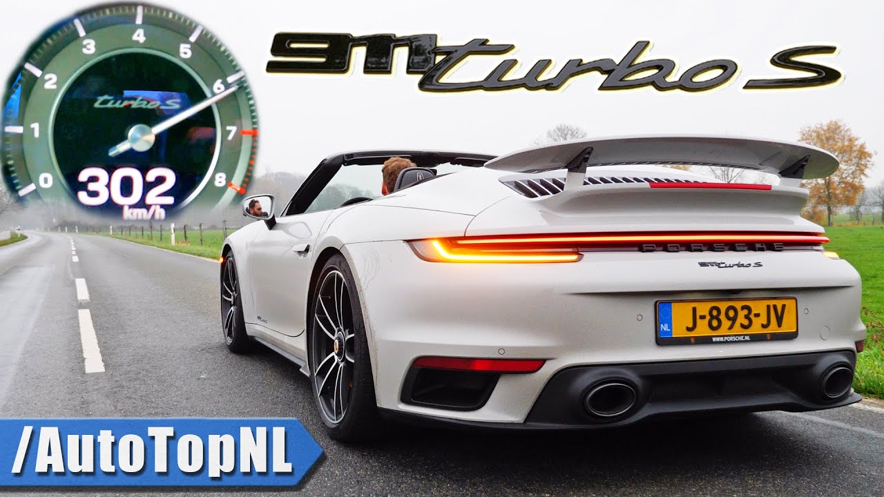 PORSCHE 911 TURBO S Convertible 992 0-300KMH ACCELERATION & SOUND by AutoTopNL