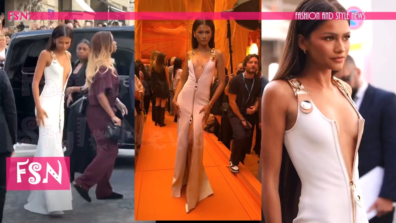 Zendaya wows in white double-zipper dress at Paris Louis Vuitton show
