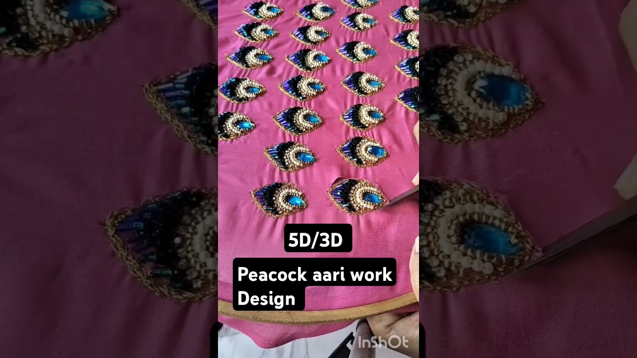 3d/5d peacock aari work design #aaribymahi #aariwork #aariclass #embroidery #marathi #aaribusiness