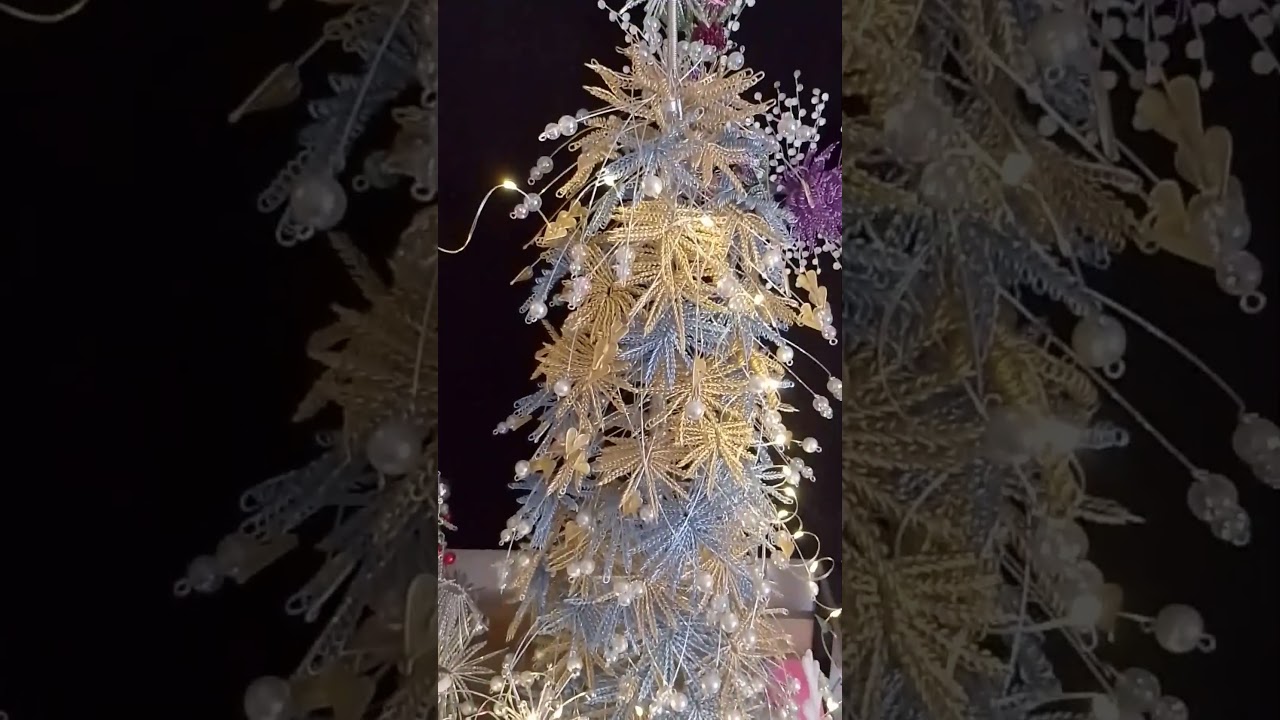 Gold and light  sky blue Created only from metal wire Christmas tree H65cm Available 1pcs