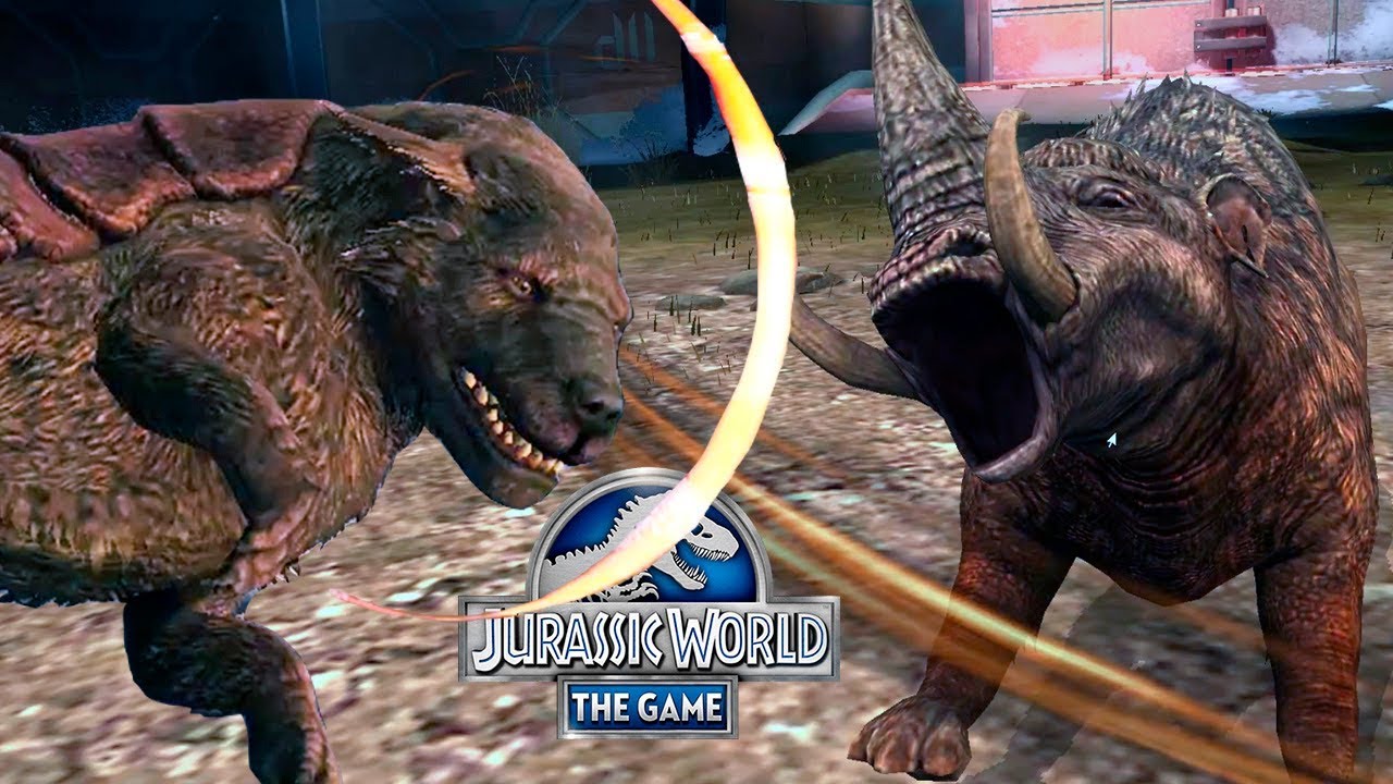 Мегистокурус и Маммотериум в бою Jurassic World The Game