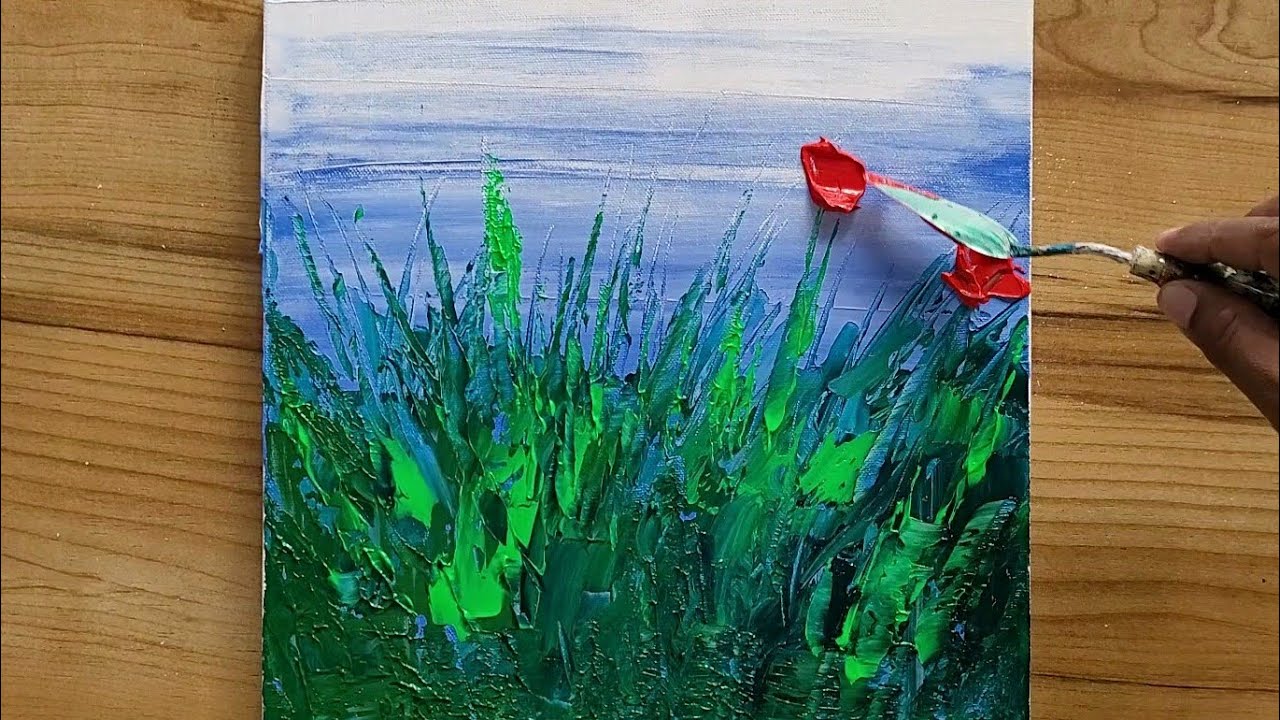 Red Poppies / Easy Palette Knife Technique For Beginners / Step By Step