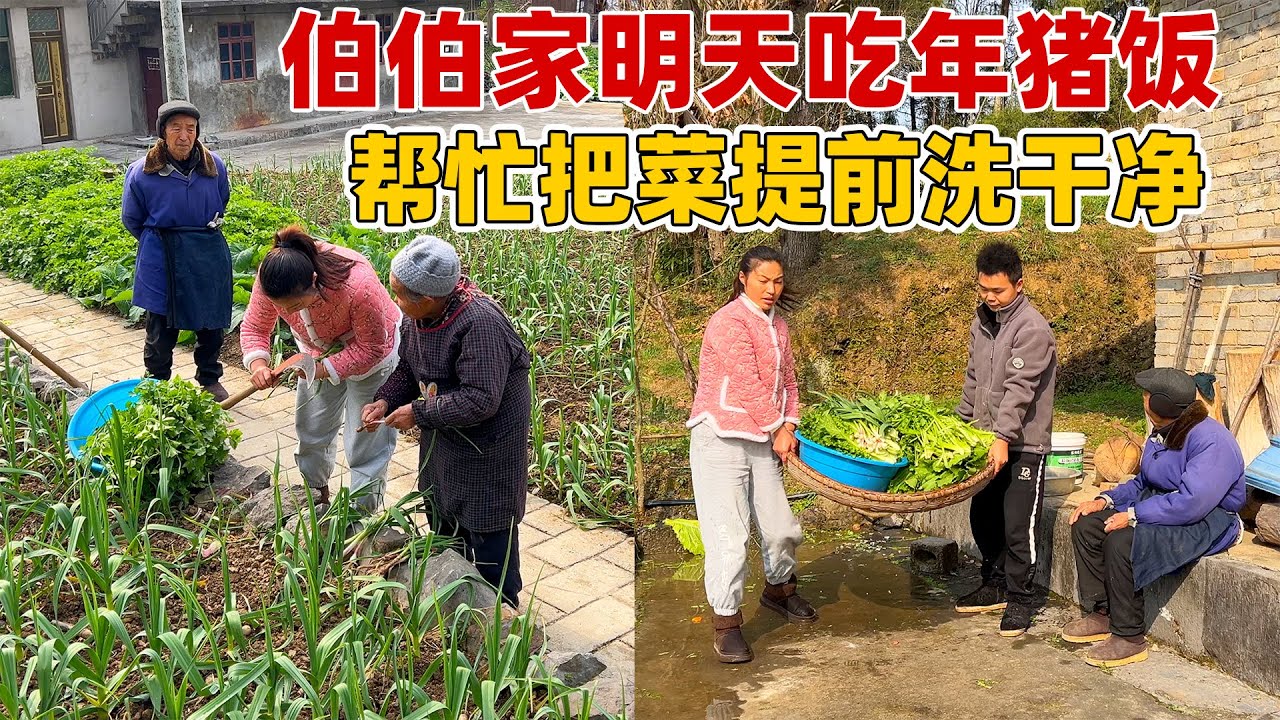 伯伯家请大家吃杀猪饭，提前把菜清洗备好，伯伯直夸慧琳太好了，跟自己女儿没区别