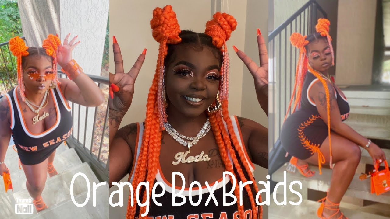Orange Box Braids + Fall Makeup Look | KrazyKolors w/ KedaB Ep.4