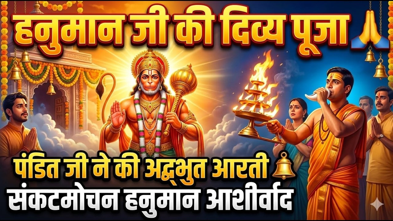 हनुमान जी की दिव्य पूजा 🙏 पंडित जी ने की अद्भुत आरती | संकटमोचन हनुमान आशीर्वाद 🚩 #bhakti #bhajan