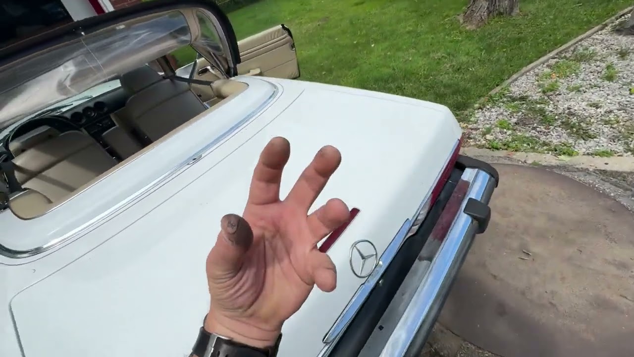 Mercedes R107 SL soft top simple rear lock pin adjustment .