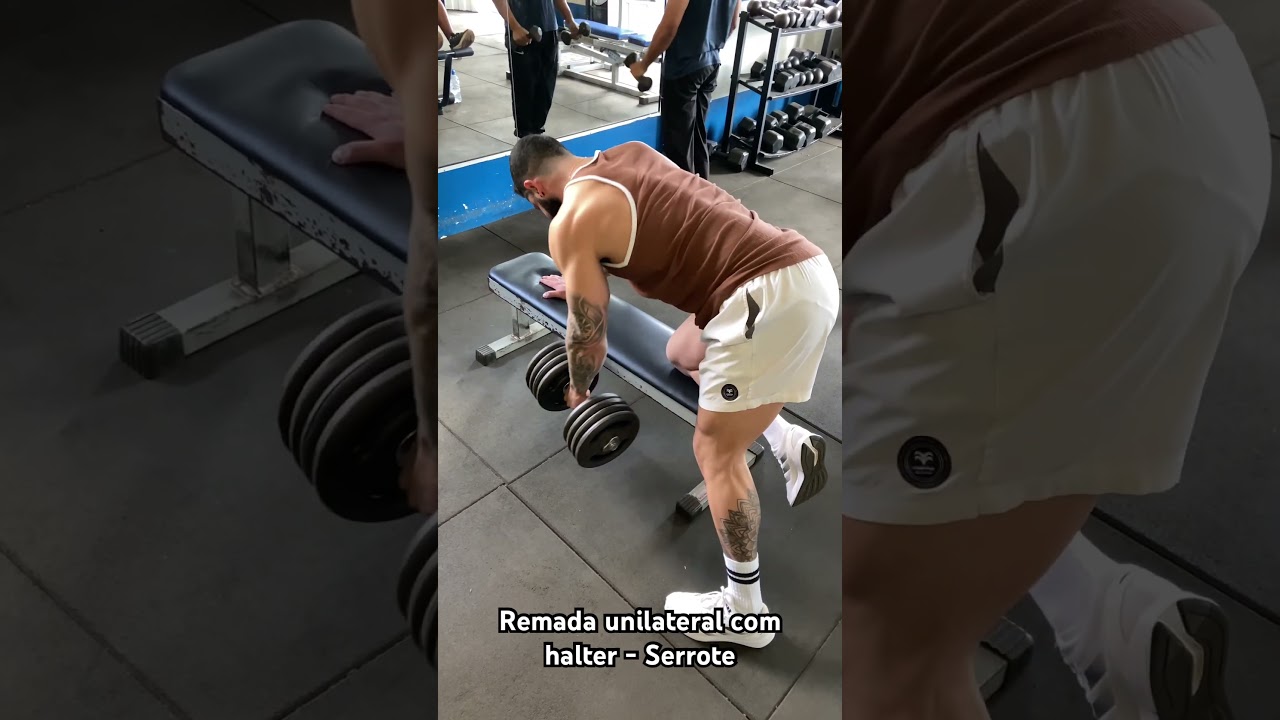 Remada unilateral com halter - Serrote