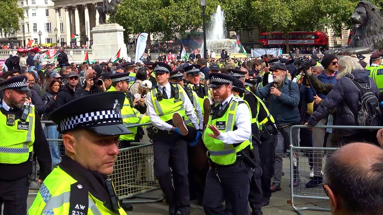 Police make mass arrests at Pro-Palestine Protest in London following Manchester Attack