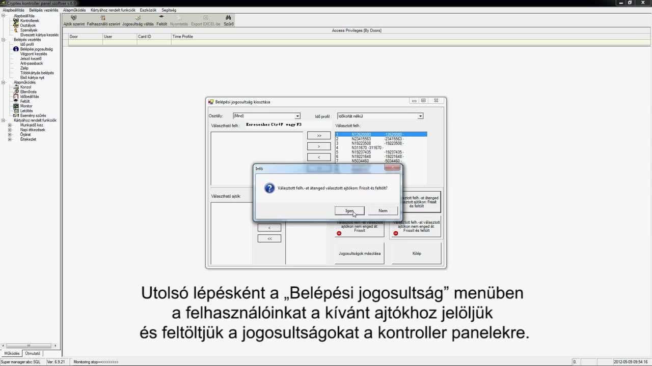 Cryptex kontroller panel szoftver be&aacute;ll&iacute;t&aacute;si &uacute;tmutat&oacute;.